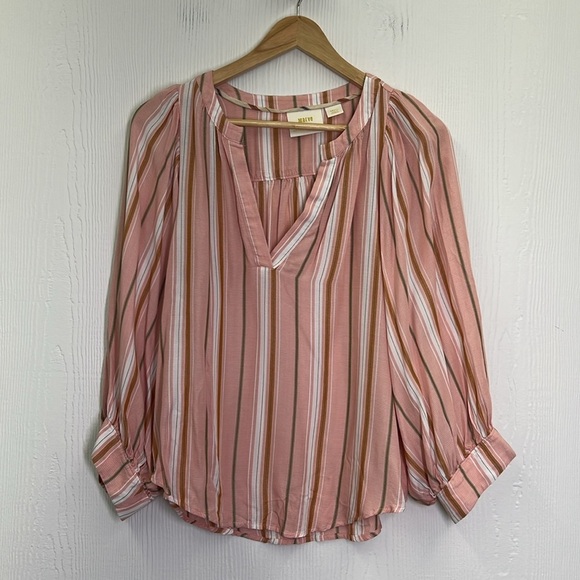 Anthropologie - Maeve Brenda Colorful Stripe VNeck Flowy Boho Blouse Size Small - Picture 8 of 12